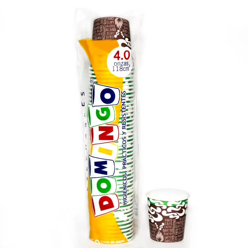 VASO ECO CARTON 4 ONZ  X 50 UND.CON IMPRESION