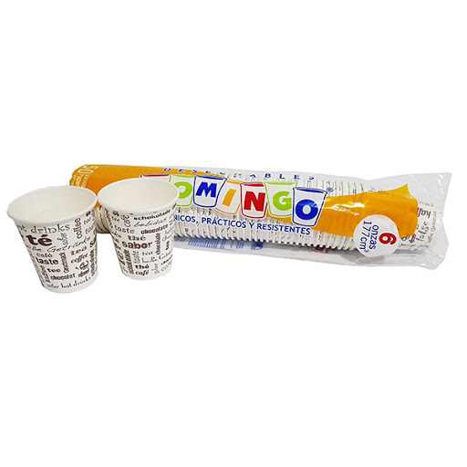 VASO DOMINGO CARTON 6 ONZ CON IMPRESION X 50