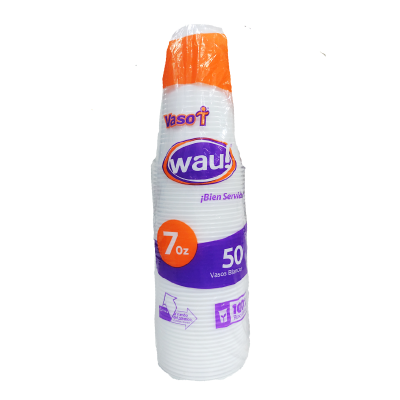VASO WAU BLANCO 7 ONZ X 50 UND