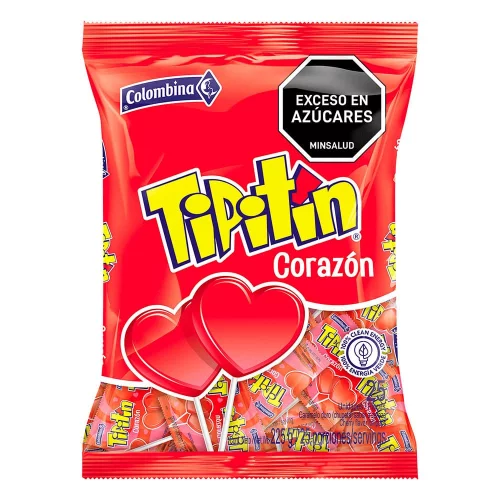 CHUPETA TIPITIN CORAZON PAQ. X 25 UND