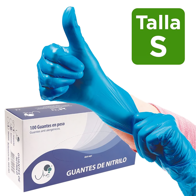 GUANTE NITRILO AZUL T.S CAJA X 100 UD